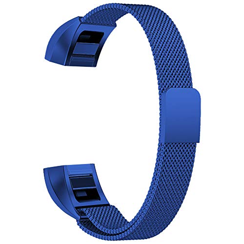 Oitom for Fitbit Alta HR Accessory Bands and for Fitbit alta Replacement Band, (2 Size) Large 6.7″-9.3″ Small 5.1″-6.7″ (8 Color) Silver Black Rose Gold Pink Blue Brown Rainbow (Small 5.1″-6.7″ Blue)