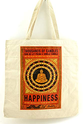 Buddha Happiness Quote Tote Bag