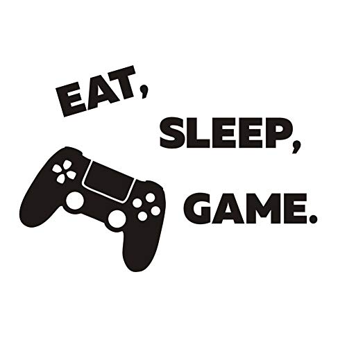 Arttop Eat Sleep Game Wall Decal,Video Gamer Wall Sticker,Joystick Gamer Decor for Playroom, Children Gift Nursery Boys Room Wall Vinyl Decal Lettering Stickers Home Decor