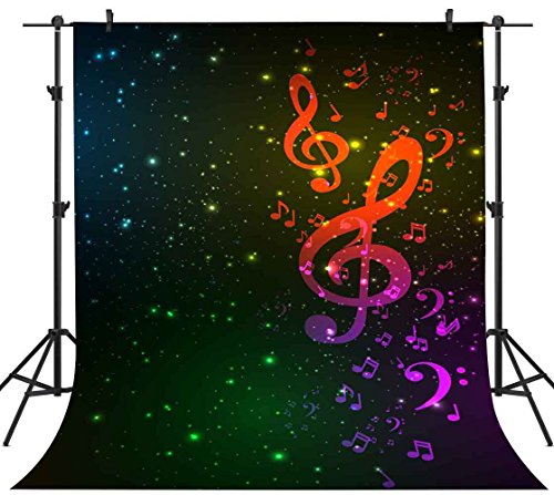 FHZON 5x7ft Funny Musical Note Backdrop Vast Starry Sky Background for Photography Themed Party YouTube Backdrops Photo Booth Studio Props GEFH058