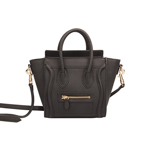 Ainifeel Women’s Smile Genuine Leather Small Crossbody Bag Messenger Bag (Small, Black)
