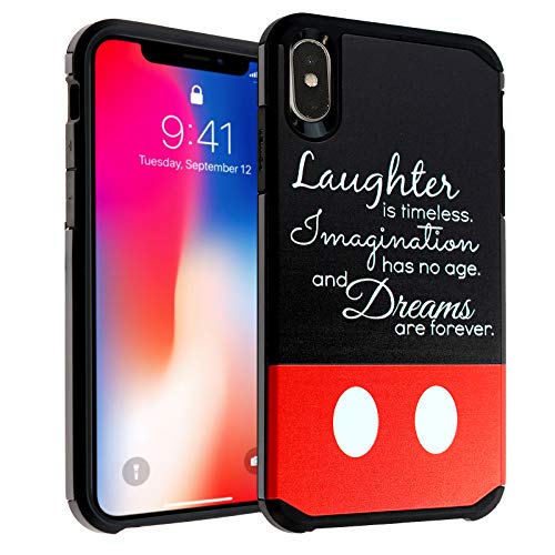 iPhone XR Case, IMAGITOUCH 2-Piece Style Armor Case with Flexible Shock Absorption Case & Disney Quotes Design Cover Hybrid for iPhone XR-Laughter Imagination Dreams Quotes