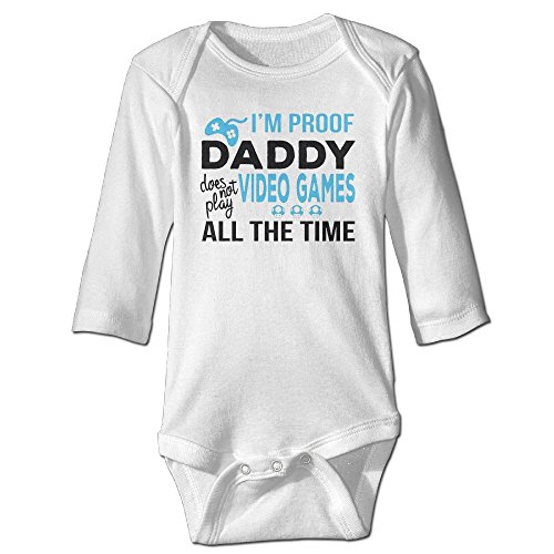Funny Baby Onesies I’m Proof Daddy Does Not Play Video Games Christmas Onesie Babys Long Sleeve Onesies