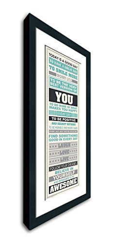 Be Awesome Inspirational Motivational Happiness Quotes Decorative Poster Print 12×36 (12 x 36 matted and framed to 14 x 38)