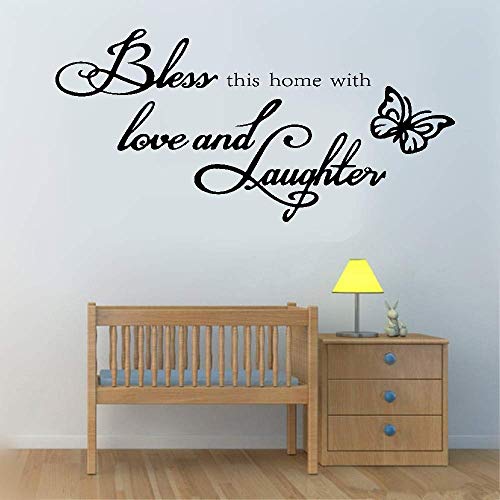 smbard Quote Mirror Decal Quotes Vinyl Wall Decals Bless This Home with Love and Laughter for Living Room Bedroom Home Decor