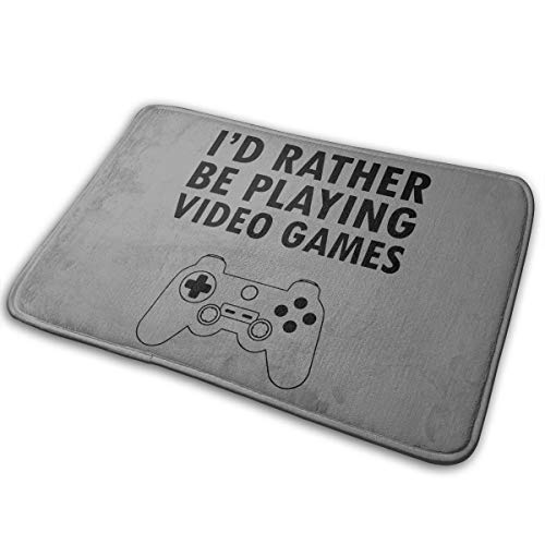 Non-Slip Indoor/Outdoor Round Welcome Doormats, 15.7″ X 23.5″ Dressdown I’d Rather Be Playing Video Games Entrance Door Mats Entry Garage Patio For Front Door/Bathroom/Kitchen/Living Room Home Decor
