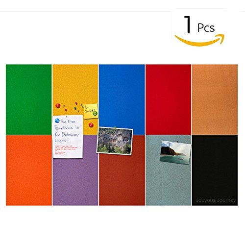 Jouyous Journey 18’’ x 12’’ Self-Adhesive Cork Bulletin Board, Rectangular Type Colorful Decorative Cork Tiles Notice Board Photo Board with Self-Stick Backing (Red)