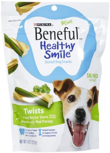 Beneful Healthy Smile – Dental Dog Snacks – 7.4oz – Case of 5 Packets (Peanut Butter, Twists)