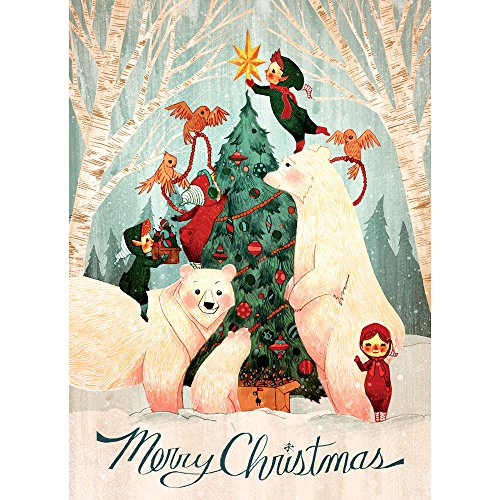 Tree-Free Greetings Christmas Cards and Envelopes, Holiday Card Set, 5 x 7 Inch Cards, Holiday Box Set of 10, Christmas Laughter, (HB93535)