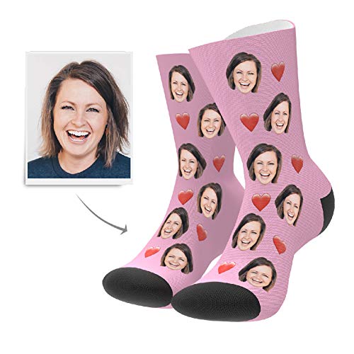Women’s Men’s Funny Novelty Socks with Heart Christmas Gifts Cute Crew Photo Printed Socks for Boys Girls