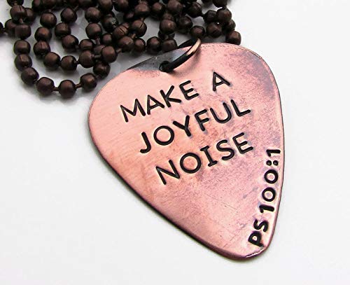 Personalized Make A Joyful Noise Guitar Pick Necklace, Engraved Scripture Jewelry – Psalm 100:1 Personalized Make A Joyful Noise Guitar Pick Necklace, Engraved Scripture Jewelry – Psalm 100:1