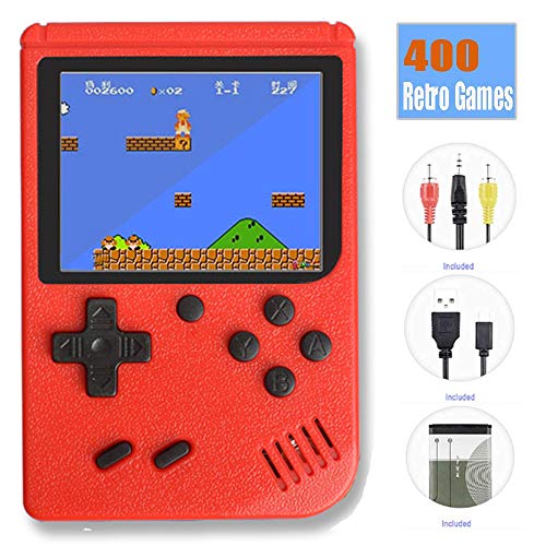 TTSAM andheld Games Console for Kids Adults Retro FC Video Games Consoles 3 inch Screen 400 Classic Games Player (Red)