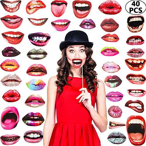Party Photo Booth Props, Funny Mouth Lips Photo Booth Prop, Funny Mouth DIY Set with Wood Stick Selfie Props Accessories for Birthday/Wedding/Graduation/Halloween Party (Mouth Lip, 40 Pieces) Party Photo Booth Props, Funny Mouth Lips Photo Booth Prop, Funny Mouth DIY Set with Wood Stick Selfie Props Accessories for Birthday/Wedding/Graduation/Halloween Party (Mouth Lip, 40 Pieces)