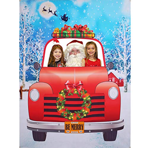 Christmas Photo Booth Prop Frame, Giant Fabric Photo Backdrop, Christmas Party Decorations, Funny Xmas Party Games Supplies, 6.6 x 5 ft