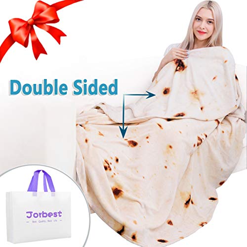 Jorbest Burritos Tortilla Blanket 2.0 Double Sided for Adult and Kids, Comfort Throw Blanket, Novelty Round Food Blanket for Everyone – Diameter 60 inches, Yellow Blanket-a