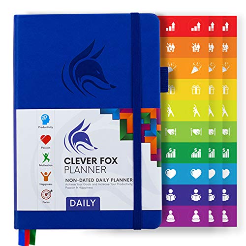 Clever Fox Planner Daily – Best Agenda & Daily Calendar to Boost Productivity, Happiness & Hit Your Goals in 2019 – Gratitude Journal Personal Daily Organizer – 5 x 8” Undated, Royal Blue (Daily)