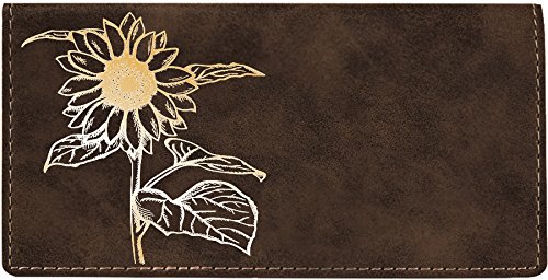 Joyous Sunflower Laser Engraved Leatherette Checkbook Cover