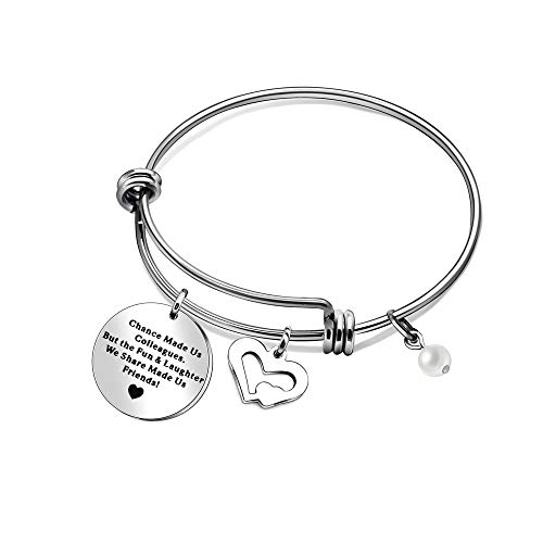 CAROMAY Colleague Farewell Bangle Bracelets Charm Adjustable Friend Leaving Goodbye Gift Birthday Friendship Women Jewerly