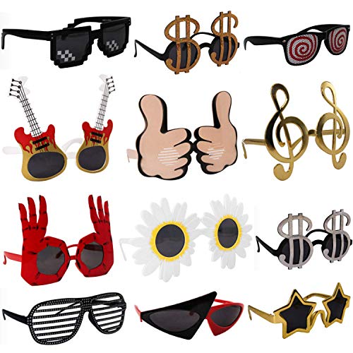 12 Pack Funny Glasses Party Sunglasses Costume Sunglasses Crazy Sunglasses Funky Sunglasses 80s Sunglasses Photo Booth Props