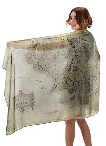 elope Lord of The Rings Middle Earth Map Lightweight Scarf Moss Green