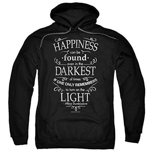 Popfunk Harry Potter Dumbledore Happiness Quote Pullover Hoodie Sweatshirt & Stickers (Large) Black