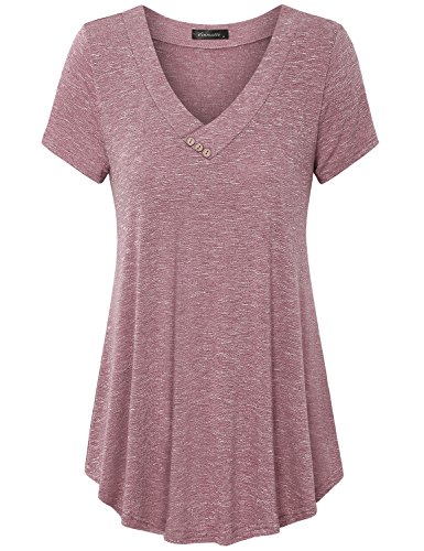 Vinmatto Women’s Summer Short Sleeve V Neck Flowy Tunic Top(XXL,Pink) Vinmatto Women’s Summer Short Sleeve V Neck Flowy Tunic Top(XXL,Pink)
