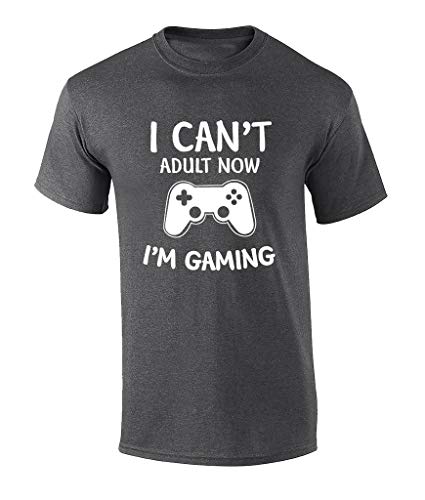 Funny I Cant Adult Now I’m Gaming Graphic T-Shirt-Heather Grey-4xl