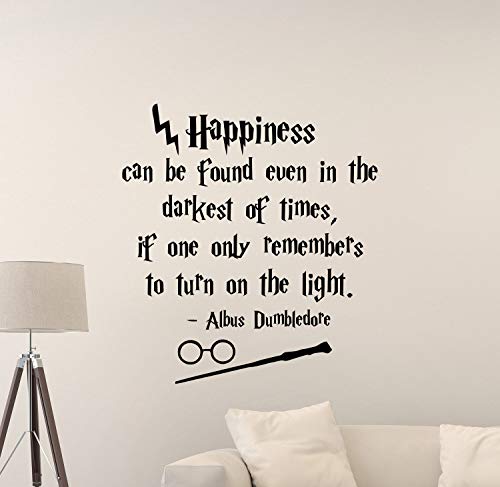 Albus Dumbledore Quote Harry Potter Wall Decal Happiness Can Be Found in The Darkest of Times Disney Quote Wizard Gift Vinyl Sticker Print Wall Art Kids Playroom Decor Children Nursery Poster 852