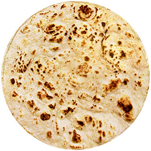 CASOFU Burritos Blanket, Giant Flour Tortilla Throw Blanket, Novelty Tortilla Blanket for Your Family, Soft and Comfortable Flannel Taco Blanket for Kids. (Burrito-G, 60 inches)