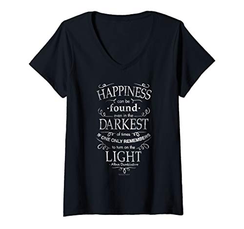 Womens Harry Potter Happiness Quote V-Neck T-Shirt