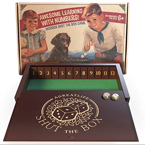 aGreatLife Sturdy Wooden Shut The Box – Classic Multiplayer Dice Game for All Agesand Kids Alike – Great for Learning Number Operations | Fun and Exciting Game for Kids Indoor and Outdoor Activities aGreatLife Sturdy Wooden Shut The Box – Classic Multiplayer Dice Game for All Agesand Kids Alike – Great for Learning Number Operations | Fun and Exciting Game for Kids Indoor and Outdoor Activities