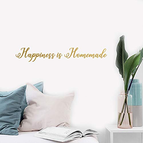 IARTTOP Happiness is Homemade Inspirational Quotes Wall Art Vinyl Decal Motivational Life Saying Removable Wall Decor Sticker, Gold