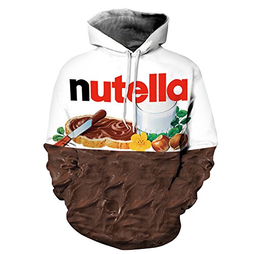PIZOFF Unisex 3D Digital Nutella Hoodie Pullover Long Sleeve Hooded Sweatshirts Pockets AM006-03-M