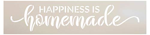 Happiness is Homemade Stencil by StudioR12 | Reusable Mylar Template | Paint Wood Sign | DIY Rustic Home Decor | Craft Cursive Script Word Art Gift – Family – Friend | Select Size (22.5 x 5.25)