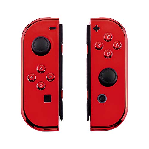 eXtremeRate Chrome Red Joycon Handheld Controller Housing with Full Set Buttons, DIY Replacement Shell Case for Nintendo Switch Joy-Con – Console Shell NOT Included