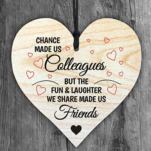 Chance Made us Colleagues but The Fun & Laughter we Share Made us Friends – Handmade Wooden Perfect Hanging Heart Plaque-Sign Gift for Your Best Friendship