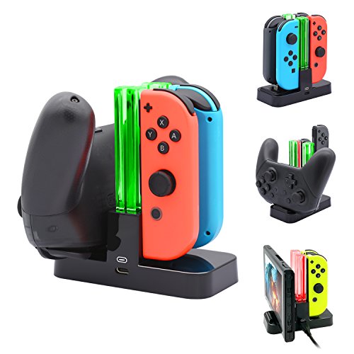 FASTSNAIL Controller Charger for Nintendo Switch, Charging Dock Stand Station for Switch Joy-con and Pro Controller with Charging Indicator and Type C Charging Cable FASTSNAIL Controller Charger for Nintendo Switch, Charging Dock Stand Station for Switch Joy-con and Pro Controller with Charging Indicator and Type C Charging Cable