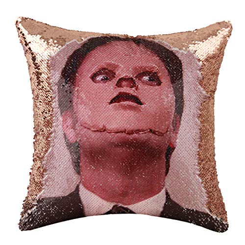 Merrycolor The Office Throw Pillow Cover Dwight Schrute Mask Sequin Pillowcase Mermaid Decorative Cushion Cover Funny Gifts 16 X 16 Inch (Champagne Gold) Merrycolor The Office Throw Pillow Cover Dwight Schrute Mask Sequin Pillowcase Mermaid Decorative Cushion Cover Funny Gifts 16 X 16 Inch (Champagne Gold)