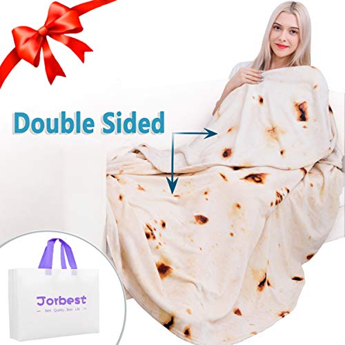 Jorbest Burritos Tortilla Blanket 2.0 Double Sided for Adult and Kids, Comfort Throw Blanket, Novelty Round Food Blanket for Everyone – Diameter 80 inches, Yellow Blanket-Double Sided a