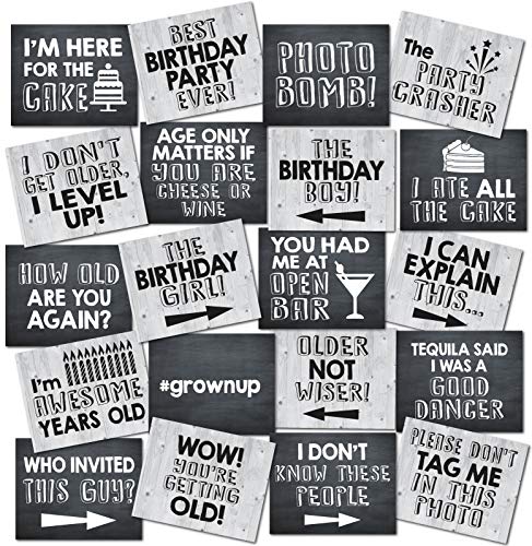 UP THE MOMENT Birthday Photo Booth Props – 20 Designs, 8×10, Double Sided, Funny Adult Birthday Photo Booth Props, 30th 40th 50th 60th 70th 80th 90th Birthday Prop Signs
