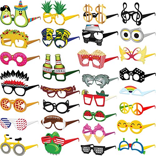 Funny Cardstock Photo Booth Props Glasses – 30 Pack Party Glasses for Adults and Kids – Fun Novelty Party Favors Accessories for Birthdays, Luau and Summer Fiesta Funny Cardstock Photo Booth Props Glasses – 30 Pack Party Glasses for Adults and Kids – Fun Novelty Party Favors Accessories for Birthdays, Luau and Summer Fiesta