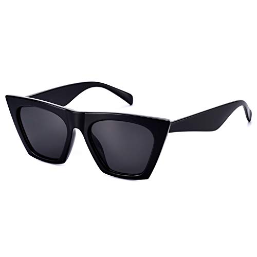 Mosanana Square Cateye Sunglasses for Women 2019 Trendy Fashion Black Dark Retro Vintage Cat Eye Ladies Unique Thick Sun Glasses Small Shade Popular Sunnies Sharp Ponited gafas de sol de para mujer