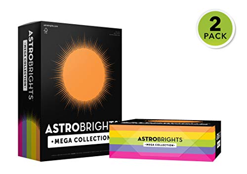 Astrobrights Mega Collection, Colored Paper,”Joyful” 5-Color Assortment, 1250 Sheets, 24 lb/89 gsm, 8.5″ x 11″ – More Sheets! (91624-01)