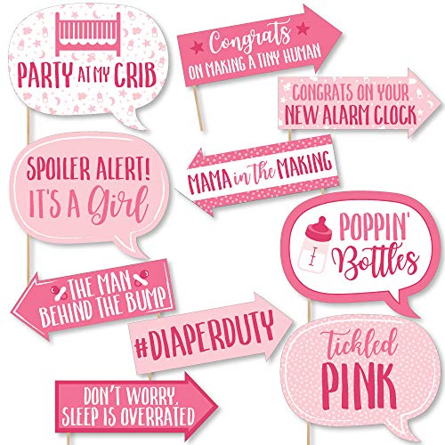 Funny It’s a Girl – Pink Baby Shower Photo Booth Props Kit – 10 Piece