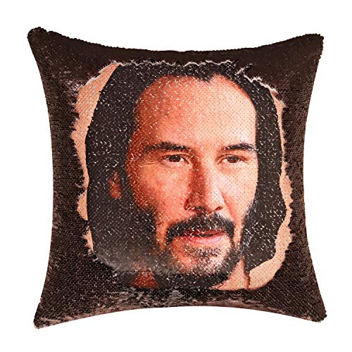 Merrycolor Sequin Throw Pillow Cover Mermaid Reversible Flip Sequin Pillow Case Decorative Cushion Cover Funny Gag Gifts 16×16 Inches(Black)