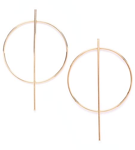 Happiness Boutique Women Hoop Earrings in Gold Color Modern Bar Big Hoop Earrings Geometric Design nickel free