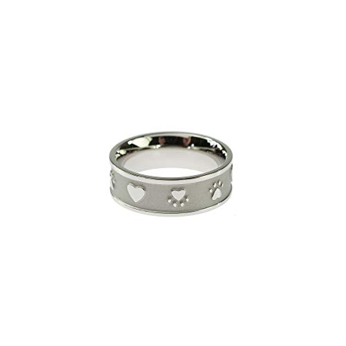 Joyful Sentiments Paw Print Heart Sandblasted Ring
