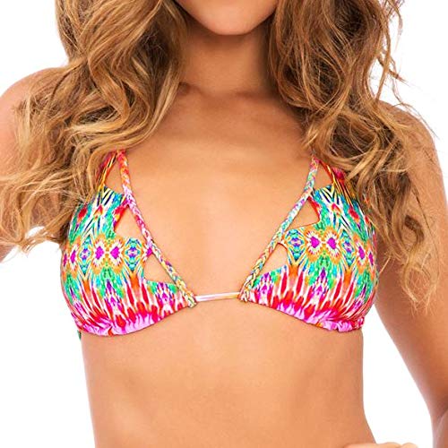 Luli Fama Women’s Sun Kissed Laughter Salt Life Cutout Halter Bikini Top, Multi, X-Large
