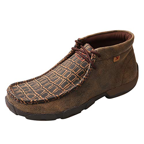 Twisted X Men’s Ankle High Chukka Leather Driving Mocs, Cayman Print, 11 M
