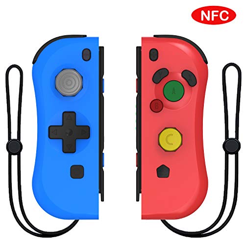 [Upgraded Version] Kinvoca Joy Con Replacement for Nintendo Switch, L/R Joy Pad, Switch Wireless Controller, Supports NFC, Console Update and Wake-Up Function – Red and Blue